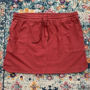 Athleta Farallon Skirt Women’s XL Red Drawstring Pockets Cotton Blend Casual